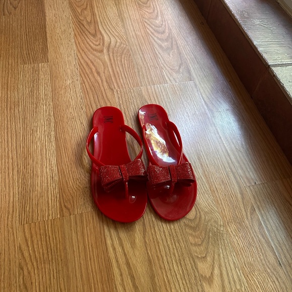 INC International Concepts Red Bow Sandals - Picture 1 of 6
